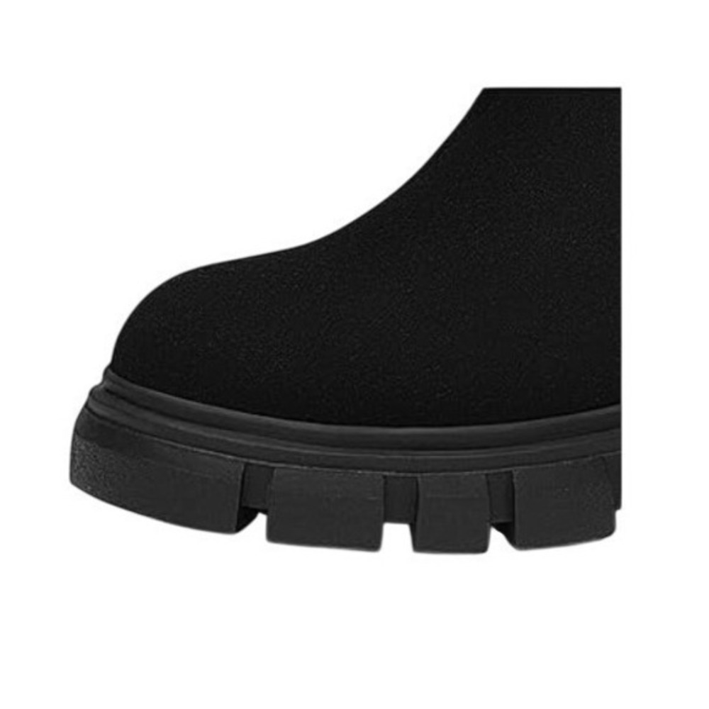 Athlefit Platform Chelsea Slip-On Ankle Boots Black Faux Leather 10 - Picture 7 of 10